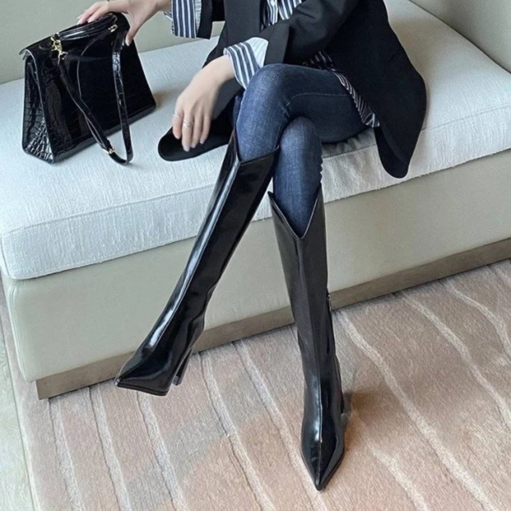 Black Western/Cowboy Knee High Boots